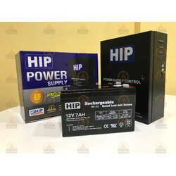 Power Supply 12Vdc 3A. ยี่ห้อ HIP รุ่น 902-3C พร้อม Battery 12V 7Ah. ยี่ห้อ HIP