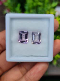 พลอย อเมทิส Amethyst 2 เม็ด 6.25 กะรัต (Cts.) พลอยแท้ อัญมณีมงคลประจําวันเกิด เครื่องประดับพลอย