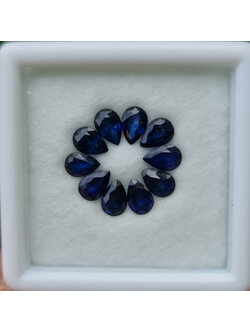 พลอย ไพลิน blue sapphire 5.25 กะรัต (Cts.) 10 เม็ด (Pcs.) พลอยแท้ อัญมณีมงคลประจําวันเกิด เครื่องประดับพลอย