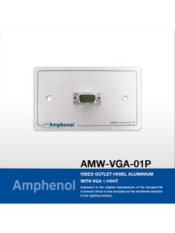 Amphenol AMW-VGA-01P ชุดขั้วต่อ VGA ตัวเมืย 1 จุด Video Outlet Panel Aluminium With VGA 1 Port