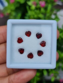 พลอย โกเมน Garnet 7 เม็ด (pcs.) 3.54 กะรัต (Cts.) พลอยแท้ อัญมณีมงคลประจําวันเกิด เครื่องประดับพลอย