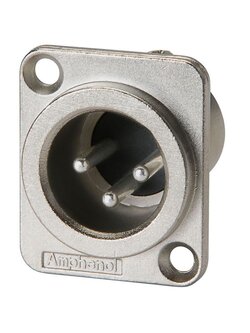 Amphenol AC3MMDZ ขั้วต่อสาย XLR ยึดอุปกรณ์ ยึดแผ่นเพลท 3 Pin male, D flange, Nickel Finish