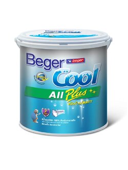 BegerCool All Plus for Interior/Matt เบเยอร์คูล ออลพลัส ทาภายใน เบส ฺA (ยังไม่รวมแม่สี) 9ลิตร/2.5 แกลลอน (Super White)