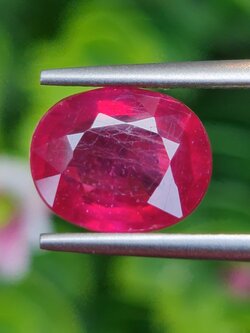 พลอย ทับทิม (Ruby Sapphire) 3.44 กะรัต (Cts.) พลอยแท้ อัญมณีมงคลประจําวันเกิด เครื่องประดับพลอย