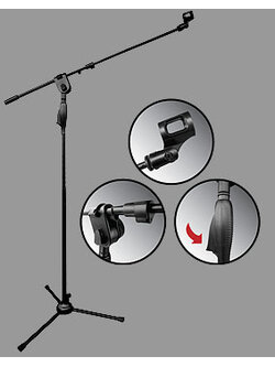 NTS ST-101 ขาไมค์บูม ตั้งพื้น Auto-lock microphone stand with boom,
