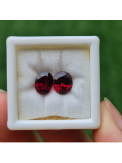 พลอย โรโดไลต์ การ์เน็ท Rhodolite Garnet 3.10 Cts. 2 เม็ด (Pcs.) พลอยแท้ อัญมณีมงคลประจําวันเกิด เครื่องประดับพลอย