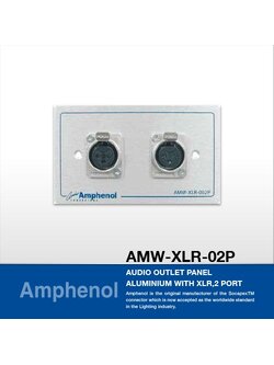 Amphenol AMW-XLR-02P ชุดขั้วต่อ ไมโครโฟน 2 จุด ติดผนัง Audio Outlet Panel Aluminium With XLR, 2 Port