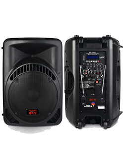 NPE QU-15BAT ตู้ลำโพงเคลื่อนที่ 15 นิ้ว พร้อมไมค์ลอย มี บลูทูธ และแบตเตอรี่ชาร์จในตัว