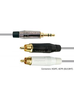 Amphenol CA54-4243-W-010 สายสัญญาณ PHONE (Stereo) - RCA (ดำ/ขาว) ความยาว 10 เมตร