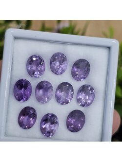 พลอย อเมทิส Amethyst 26.29 กะรัต (Cts.) 10 เม็ด (Pcs.) พลอยแท้ อัญมณีมงคลประจําวันเกิด เครื่องประดับพลอย