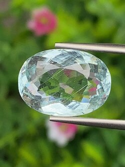 พลอย อความารีน Aquamarine 6.06 กะรัต (Cts.) พลอยแท้ อัญมณีมงคลประจําวันเกิด เครื่องประดับพลอย