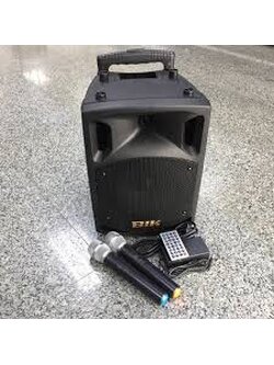 BIK SLC-8 ชุดเครื่องเสียงเคลื่อนที่ แบบลากจูง 8 นิ้ว 300 วัตต์ พร้อมไมค์ลอย VHF 2 ตัว แบตเตอรี่แห้ง ชาร์ตไฟได้ในตัว