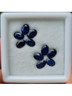 พลอย ไพลิน blue sapphire 6.27 กะรัต (Cts.) 10 เม็ด (Pcs.) พลอยแท้ อัญมณีมงคลประจําวันเกิด เครื่องประดับพลอย