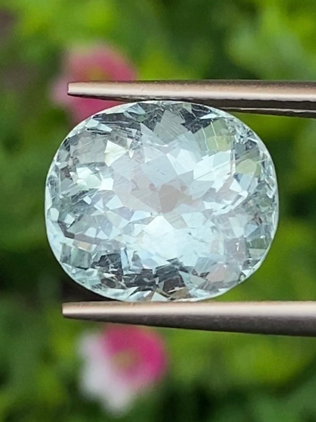 พลอย อความารีน Aquamarine 7.04 กะรัต (Cts.) พลอยแท้ อัญมณีมงคลประจําวันเกิด เครื่องประดับพลอย