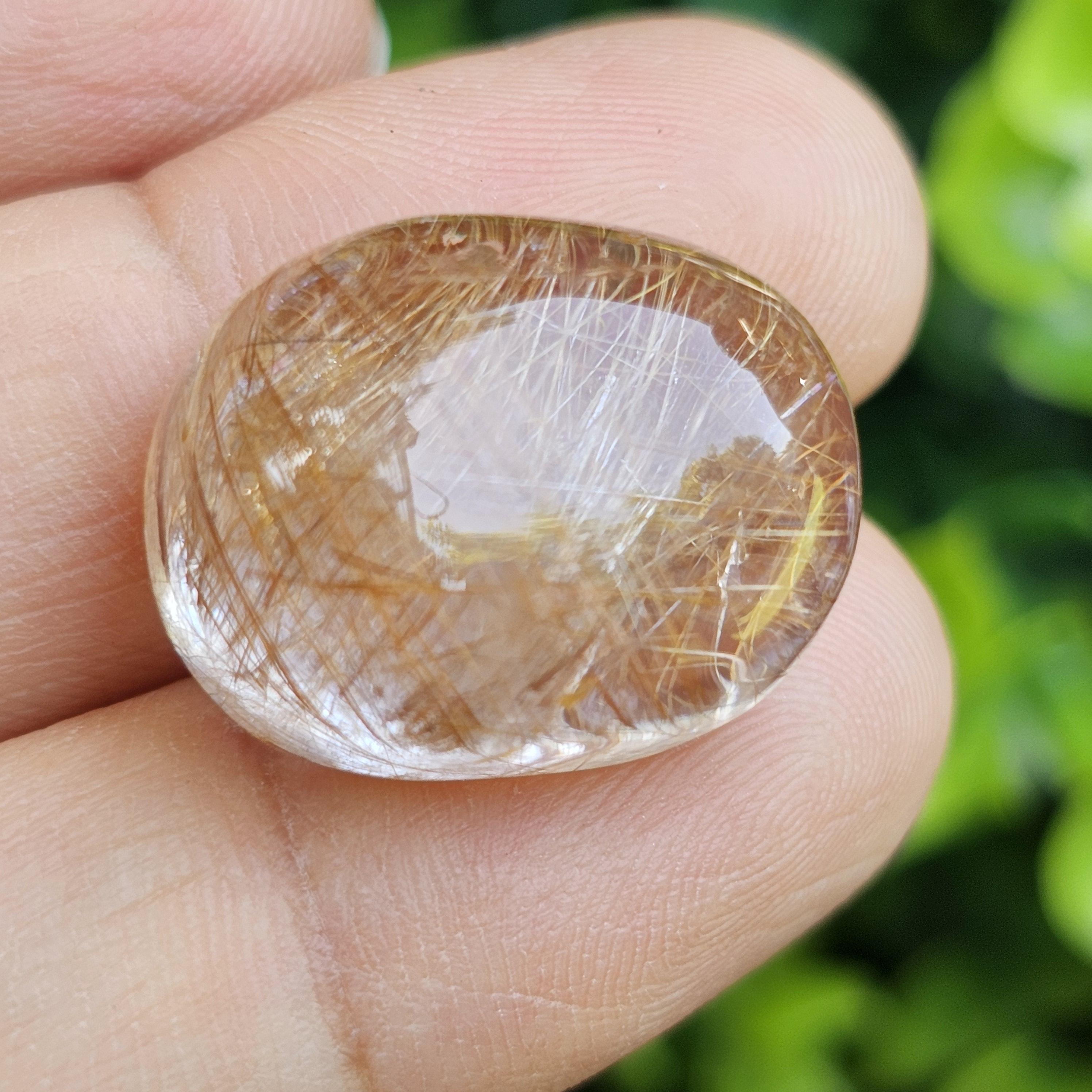 ไหมทอง ควอตซ์ Golden Rutilated Quartz 30.46 กะรัต Cts.พลอยแท้ อัญมณีมงคลประจําวันเกิด เครื่องประดับพลอย