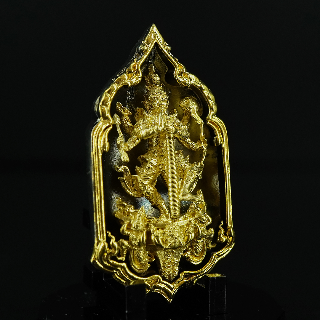 เหรียญท้าวเวสสุวรรณ ราชันย์เศรษฐี รหัส 5 เนื้อเทวฤทธิ์ชุบแบล็คลายทอง