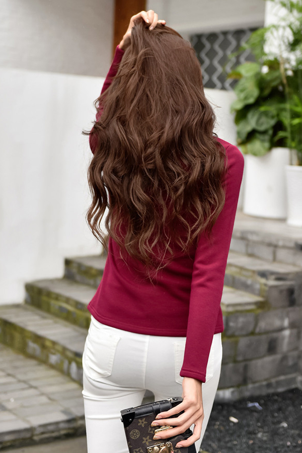 เสื้อคอเต่าแขนยาว ผ้าคอตตอนซับกำมะหยี่กันหนาว (12292X)