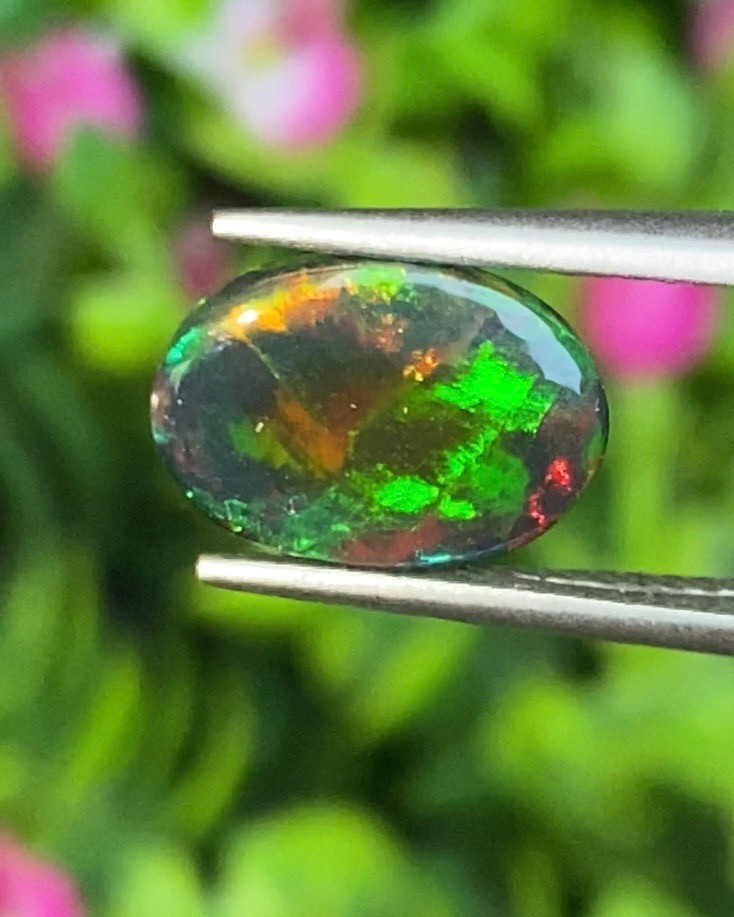 พลอย แบล็ก โอปอล Black Opal 2.53 กะรัต (Cts.) พลอยแท้ อัญมณีมงคลประจําวันเกิด เครื่องประดับพลอย