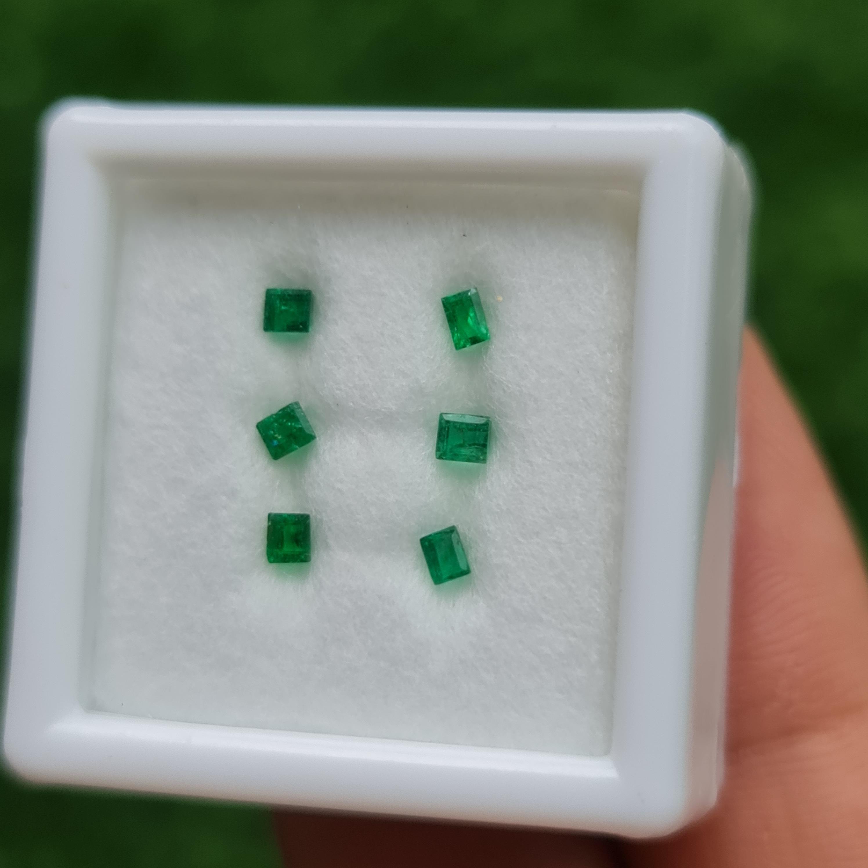 พลอย มรกต Natural Emerald แซมเบีย 0.32 กะรัต (Cts.) 5 เม็ด พลอยแท้ อัญมณีมงคลประจําวันเกิด เครื่องประดับพลอย