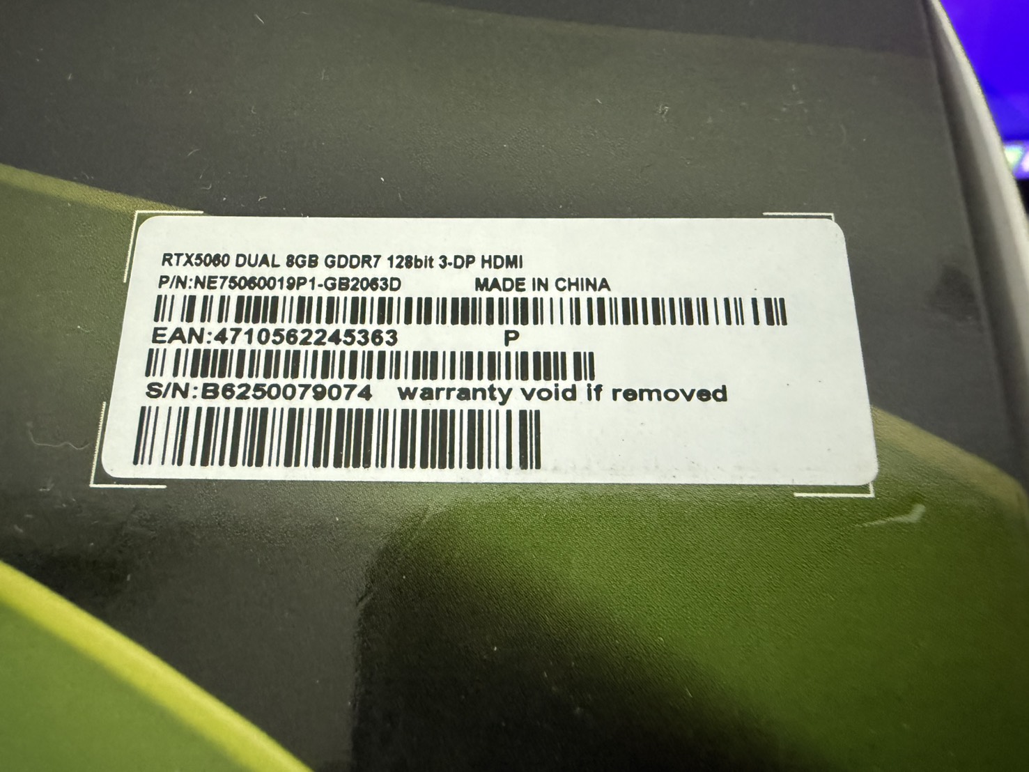 Graphic Card Palit GF RTX 5060 Dual 8GB GDDR7 ประกันศูนย์ JIB 20/07/2571