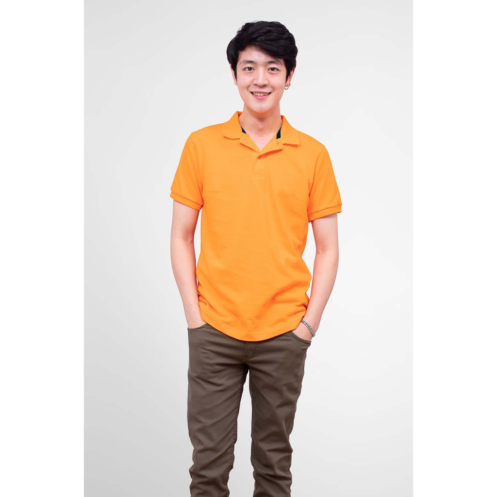 No Problem Noproblem ยอดขาย No.1 รับประกัน ไม่ย้วย ไม่ยืด ผ้านุ่ม เสื้อโปโล ชาย สีส้มซองเจีย
