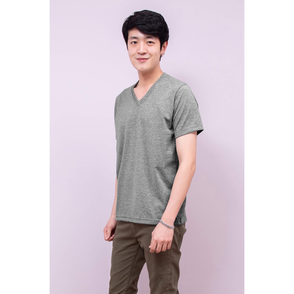 เสื้อยืด OV102 คอวี ผ้าCotton100% 32 เนื้อนุ่ม ใส่สบาย สีท็อปดราย