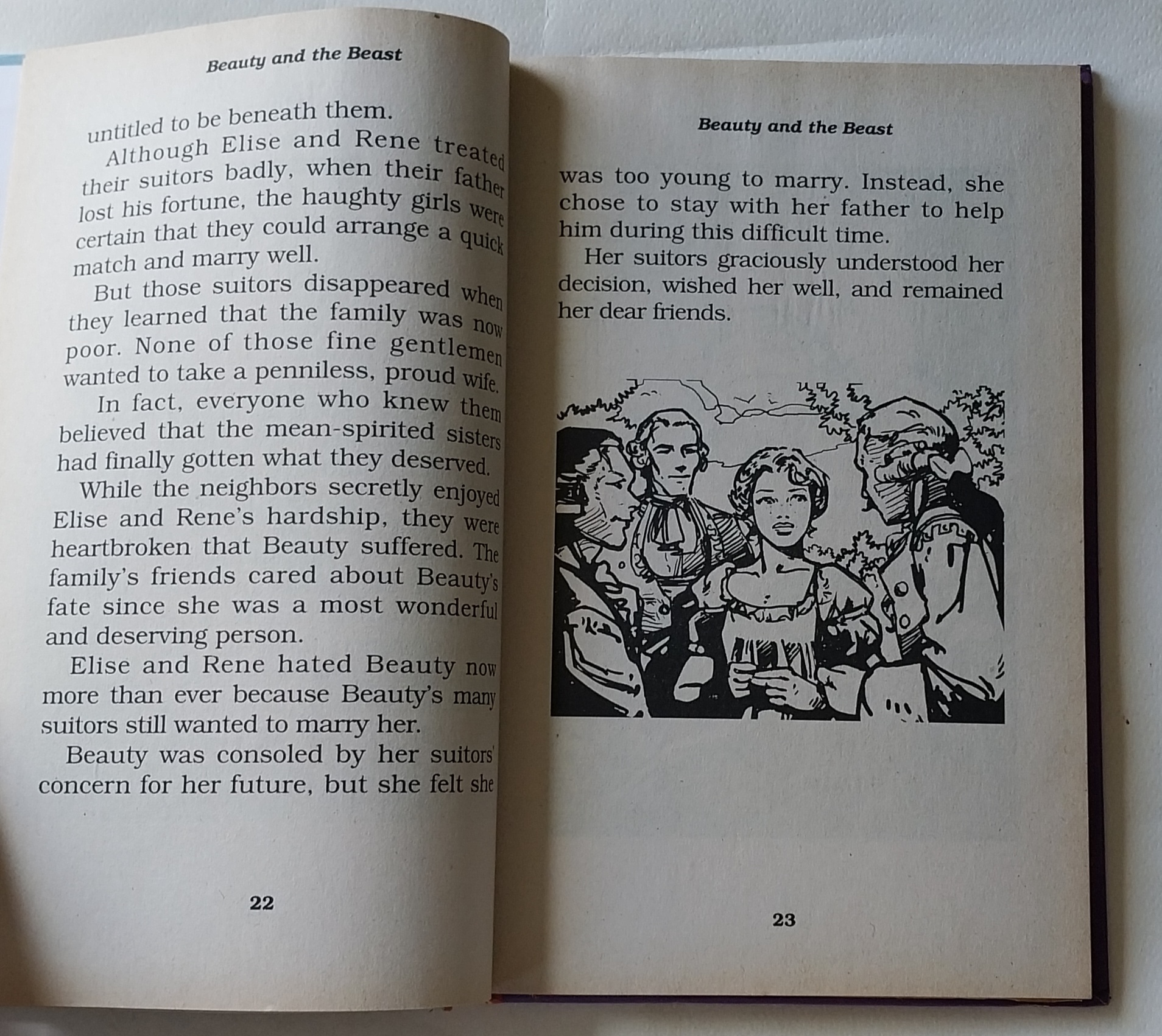 หนังสือนิทานภาษาอังกฤษ สภาพเก่าเก็บ บิวตี้แอนด์บีสต์ ปกแข็ง เนื้อหาขาวดำ พร้อมภาพประกอบทั้งเล่ม Treasury of Illustrated Classics ,Beauty and the Beast ,Madame le Prince de Beaumont,Modern Publishing