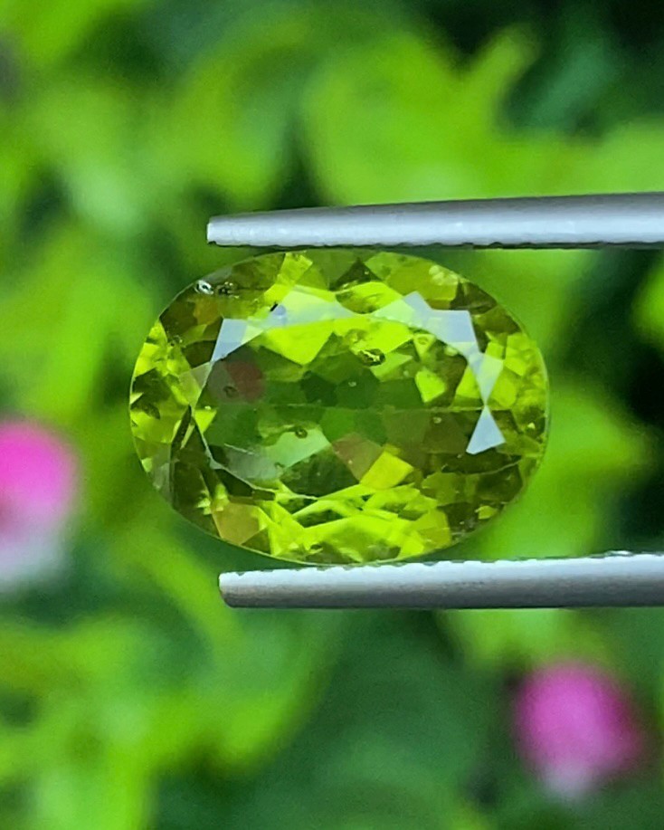 พลอย เพอริดอต Peridot 4.76 กะรัต (Cts.) พลอยแท้ อัญมณีมงคลประจําวันเกิด เครื่องประดับพลอย