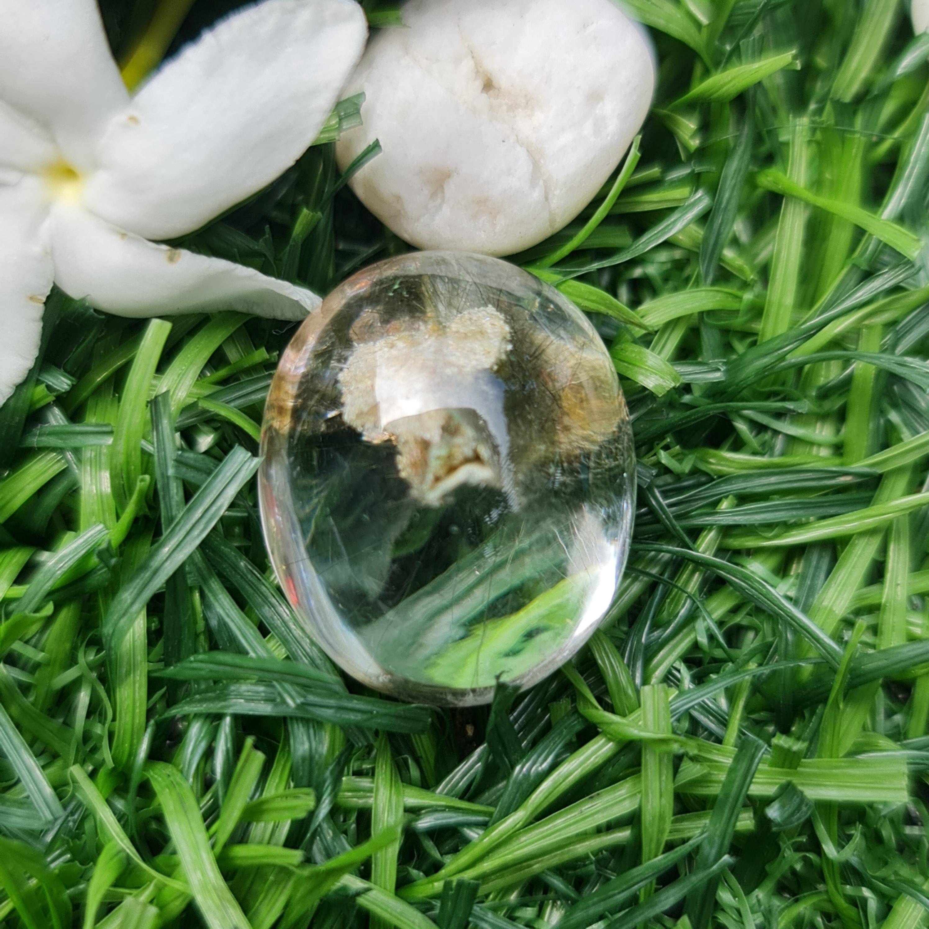 โป่งข่าม ควอตซ์ Rutilated Quartz 27.62 กะรัต Cts. พลอยแท้ อัญมณีมงคลประจําวันเกิด เครื่องประดับพลอย