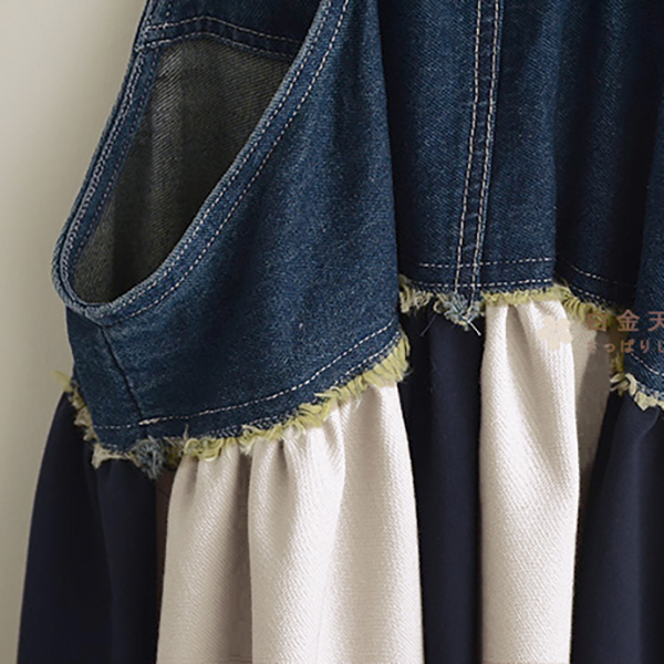 เอี๊ยมกระโปรงสไตล์วินเทจ ทรงปล่อย ชายพริ้วสวย (12385LM)