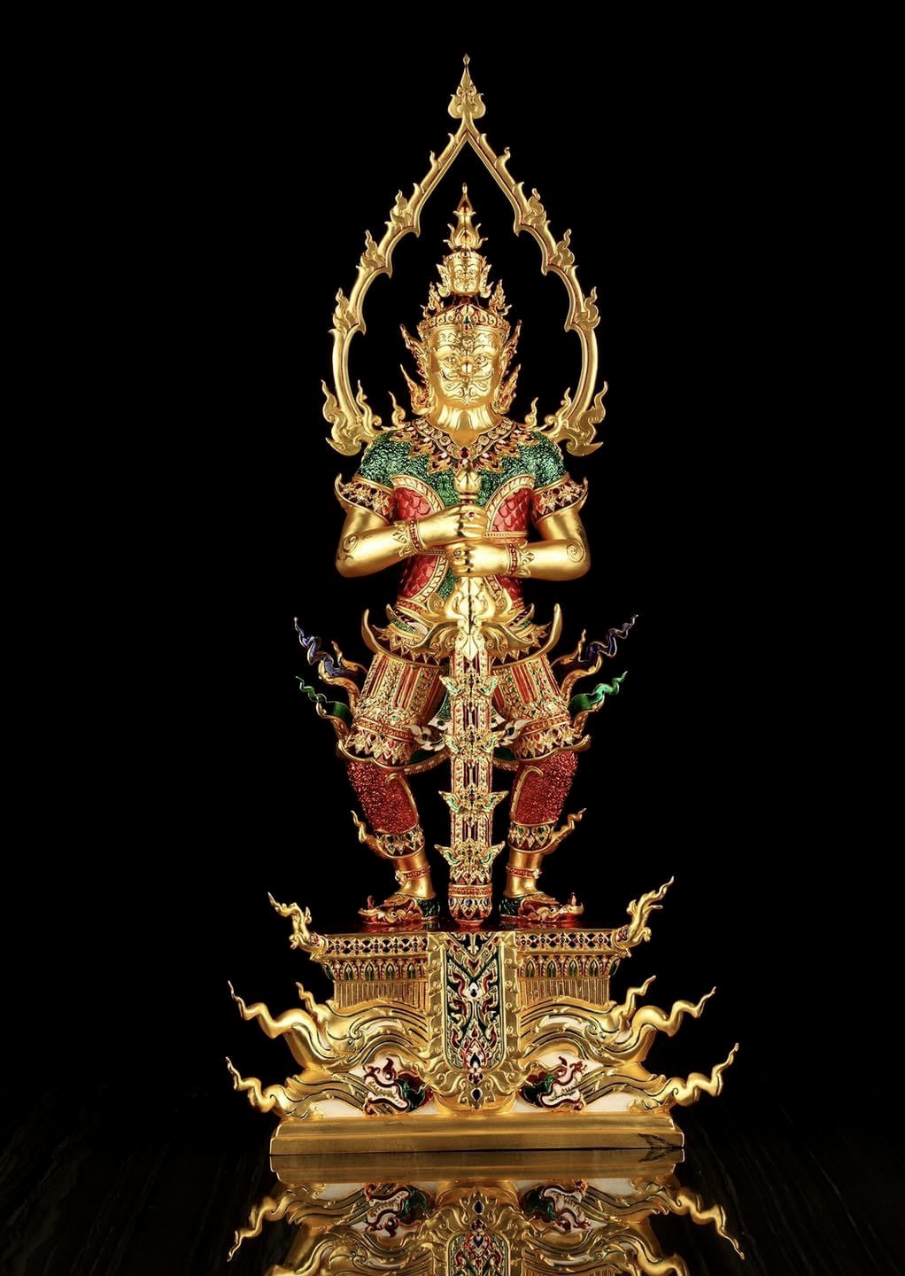 ท้าวเวสสุวรรณโณ #อาจารย์สุชาติ แซ่จิว รายการAP เนื้อบรอนซ์นอก เคลือบทองคำแท้ลงยา ขนาดสูง 23 นิ้ว