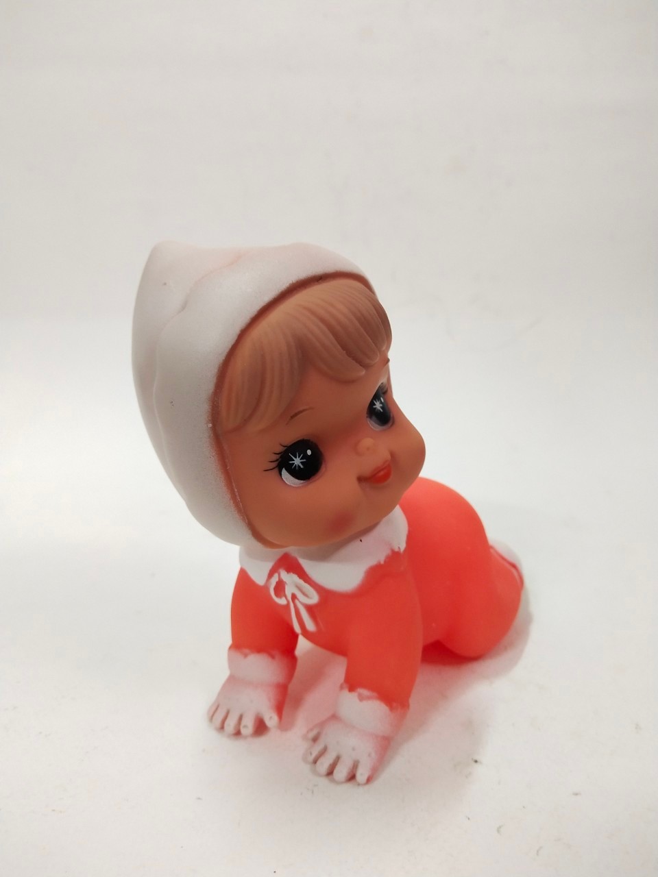 ตุ๊กตายางบีบ รุ่นเก่า รุ่นVintage baby doll ท่าคลาน งานเก่าหายากมาก ไม่พบบ่อย รุ่นฮ่องกง มือสองสภาพดีเก่าเก็บตามเวลา