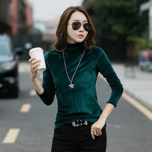 เสื้อกำมะหยี่คอเต่า แขนยาว ผ้าหนานุ่มสองด้าน (12337X)