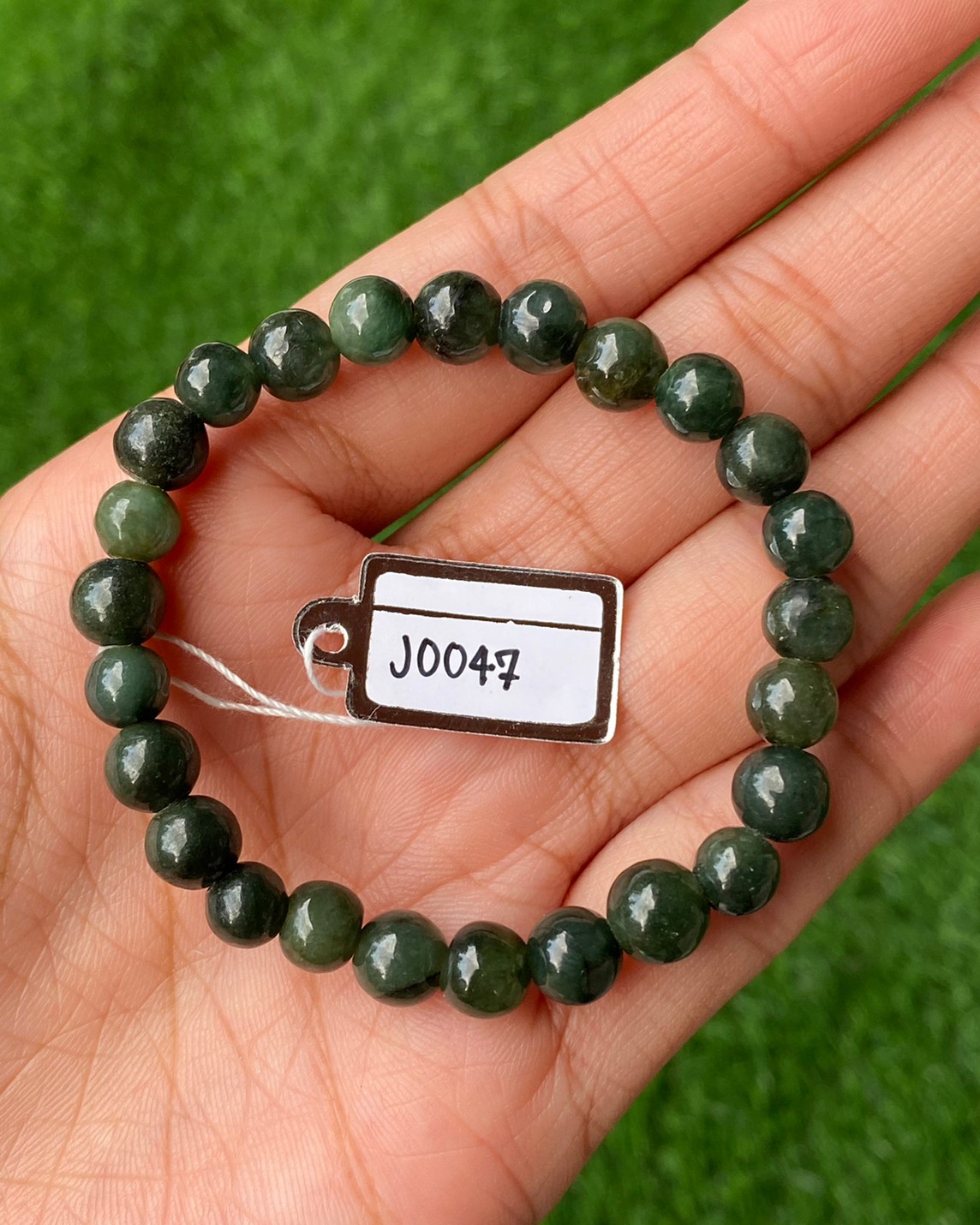 J0047 หยก พม่า แท้ Jade กำไล ประคำหยก (Jadeite Beads Bracelet) พม่า (Myanmar)