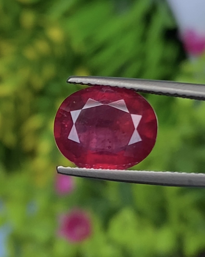 พลอย ทับทิม (Ruby Sapphire) 4.74 กะรัต (Cts.) พลอยแท้ อัญมณีมงคลประจําวันเกิด เครื่องประดับพลอย