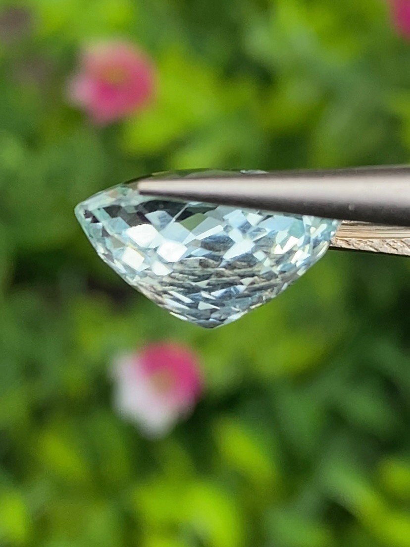 พลอย อความารีน Aquamarine 5.96 กะรัต (Cts.) พลอยแท้ อัญมณีมงคลประจําวันเกิด เครื่องประดับพลอย