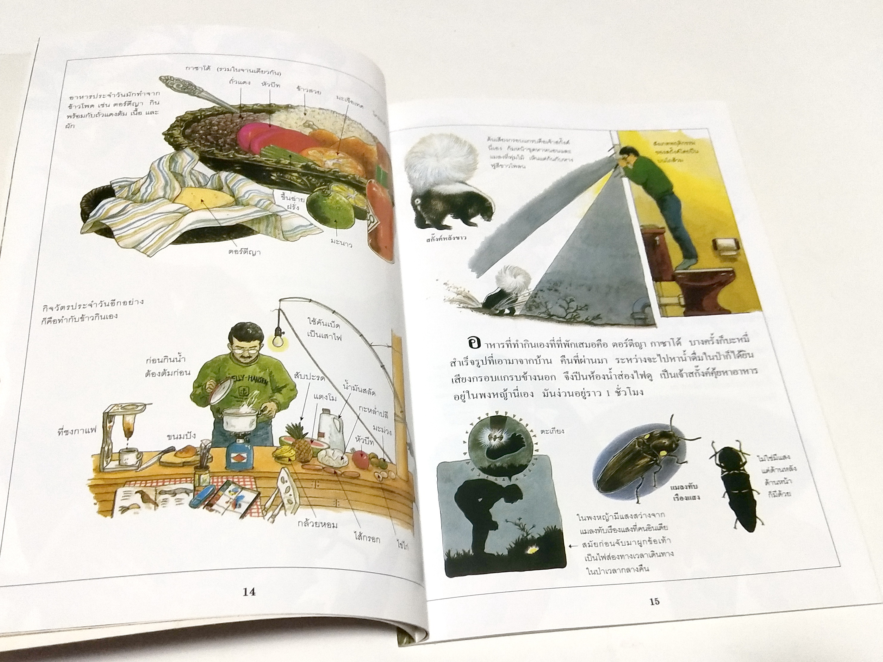 หนังสือภาพสวย ** กลางปกด้านใน หน้าและหลัง และหน้าสุดท้ายมีรอบสก๊อตเทป ภาพสีทั้งเล่ม ศึกษาชนิดพืชและสัตว์ในป่าดงดิบอันอุดมสมบูรณ์ "สิ่งมีชีวิตในป่า" โดย Tatsuhide Matsuoka แปลและเรียบเรียงโดย ดร. ชวลิต วิทยานนท์ พิมพ์ครั้งที่ 2 กันยายน 2547