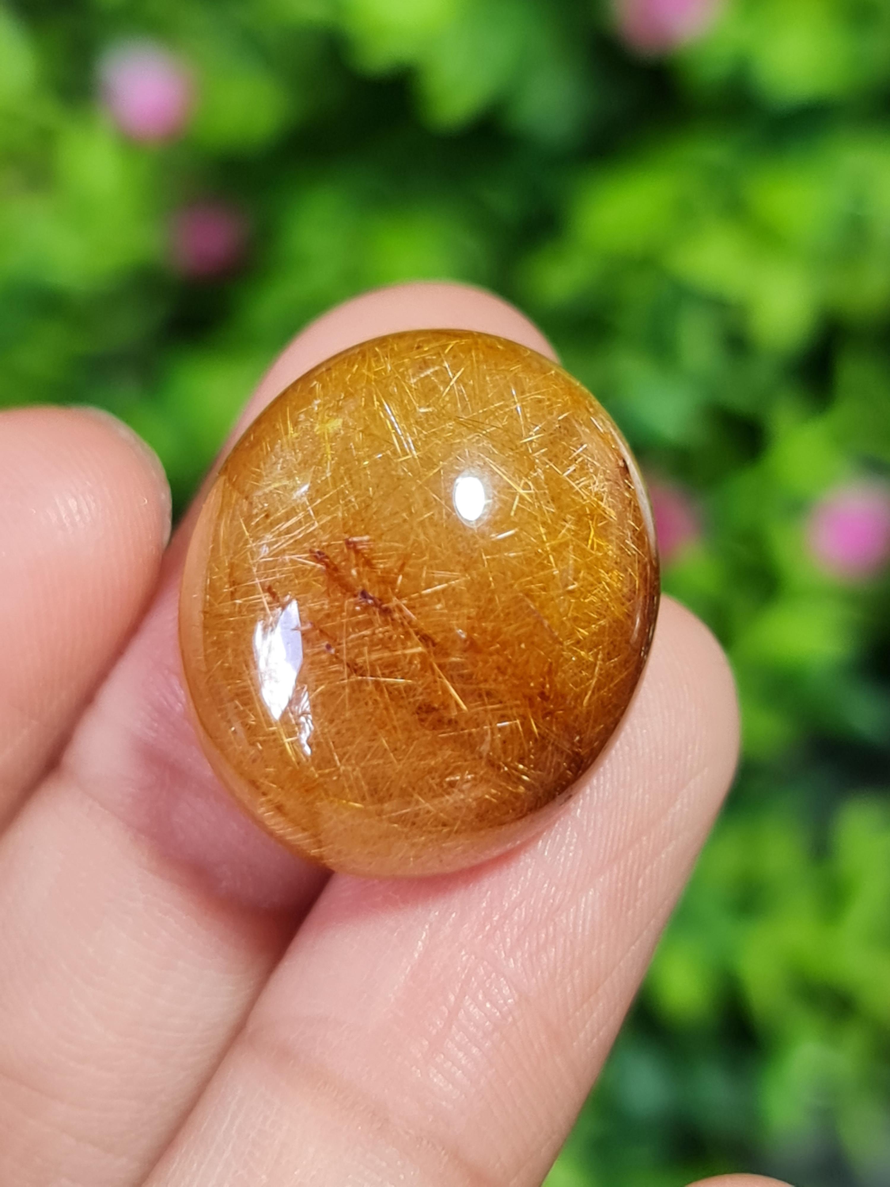 ไหมทอง ควอตซ์ Golden Rutilated Quartz 38.05 กะรัต Cts.พลอยแท้ อัญมณีมงคลประจําวันเกิด เครื่องประดับพลอย
