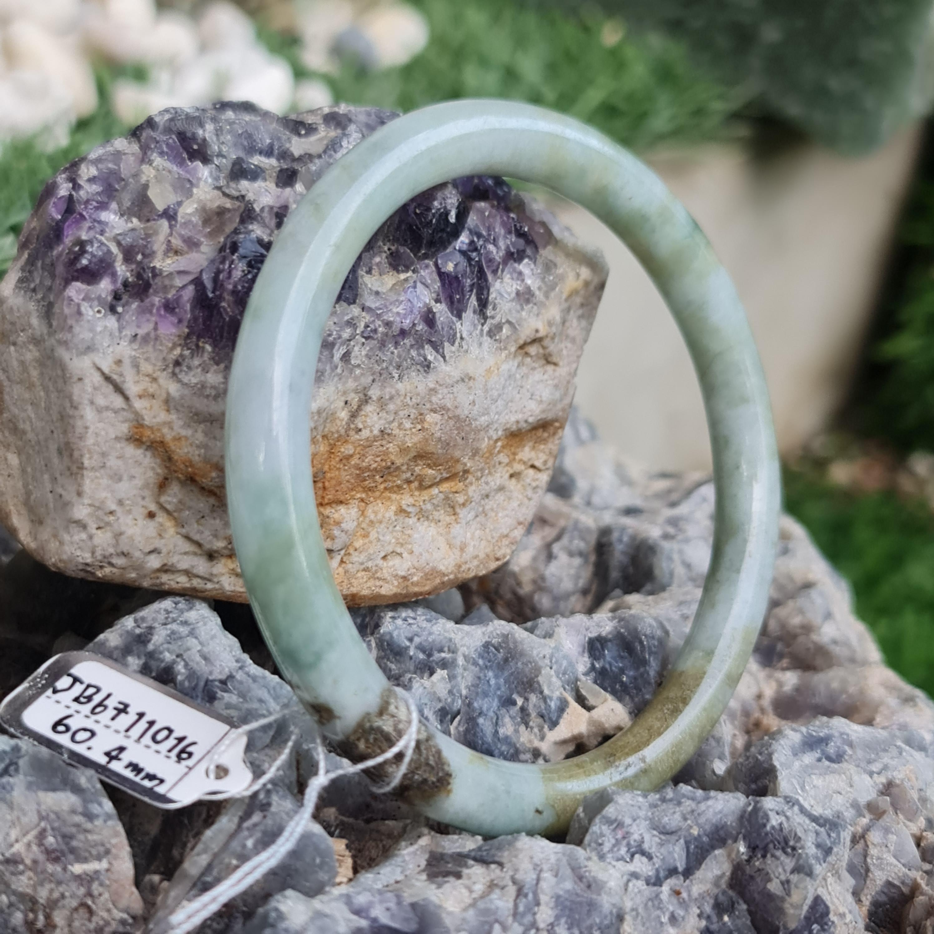 JB6711016 หยก พม่า แท้ Jade กำไลหยก 60.4 มม. (Jadeite bracelet) พม่า (Myanmar)