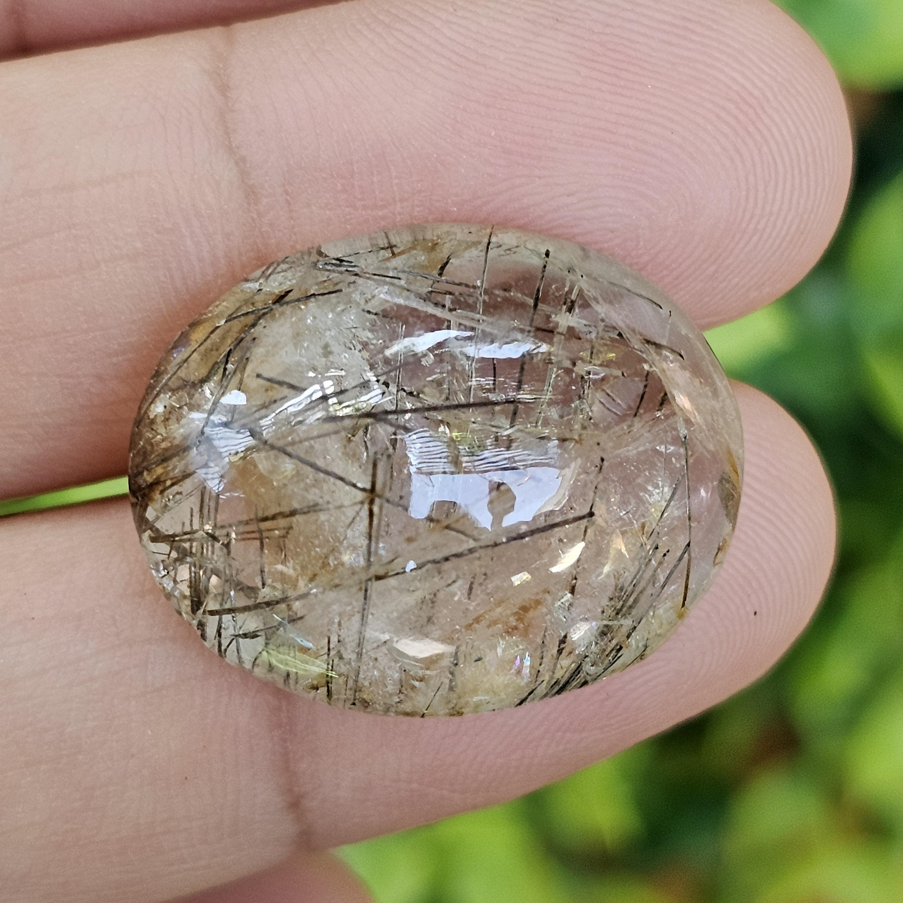 ไหมดำ ควอตซ์ แก้วขนเหล็ก Black Rutilated Quartz 30.87 กะรัต Cts. พลอยแท้ อัญมณีมงคลประจําวันเกิด เครื่องประดับพลอย