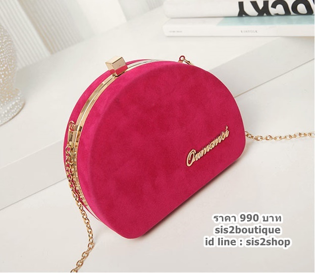 Evening Clutch กระเป๋าออกงาน กำมะหยี่ สีดำ ใส่ของได้เยอะ ทรงเก๋ มาพร้อมสายสะพายยาว