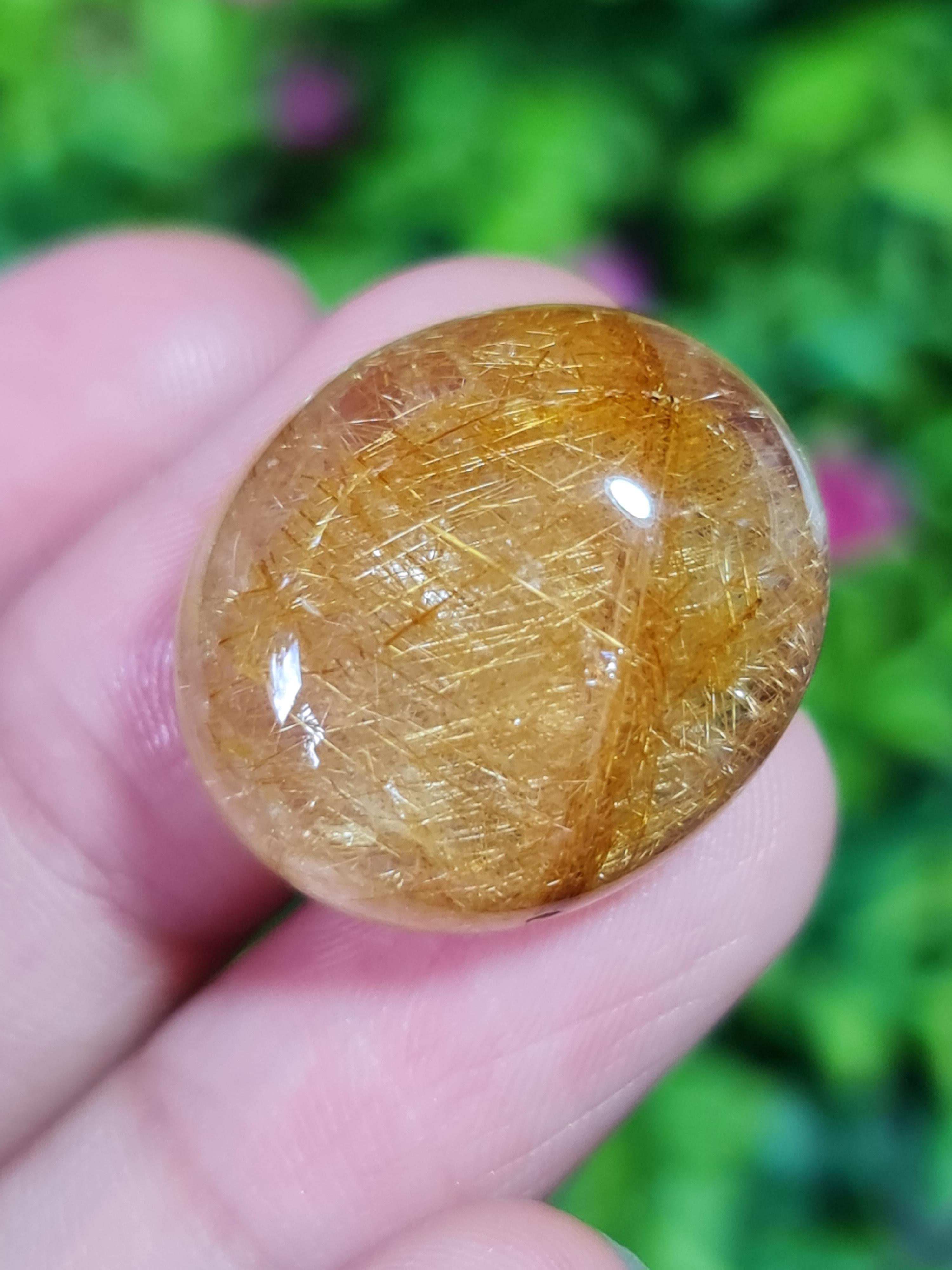ไหมทอง ควอตซ์ Golden Rutilated Quartz 45.15 กะรัต Cts.พลอยแท้ อัญมณีมงคลประจําวันเกิด เครื่องประดับพลอย
