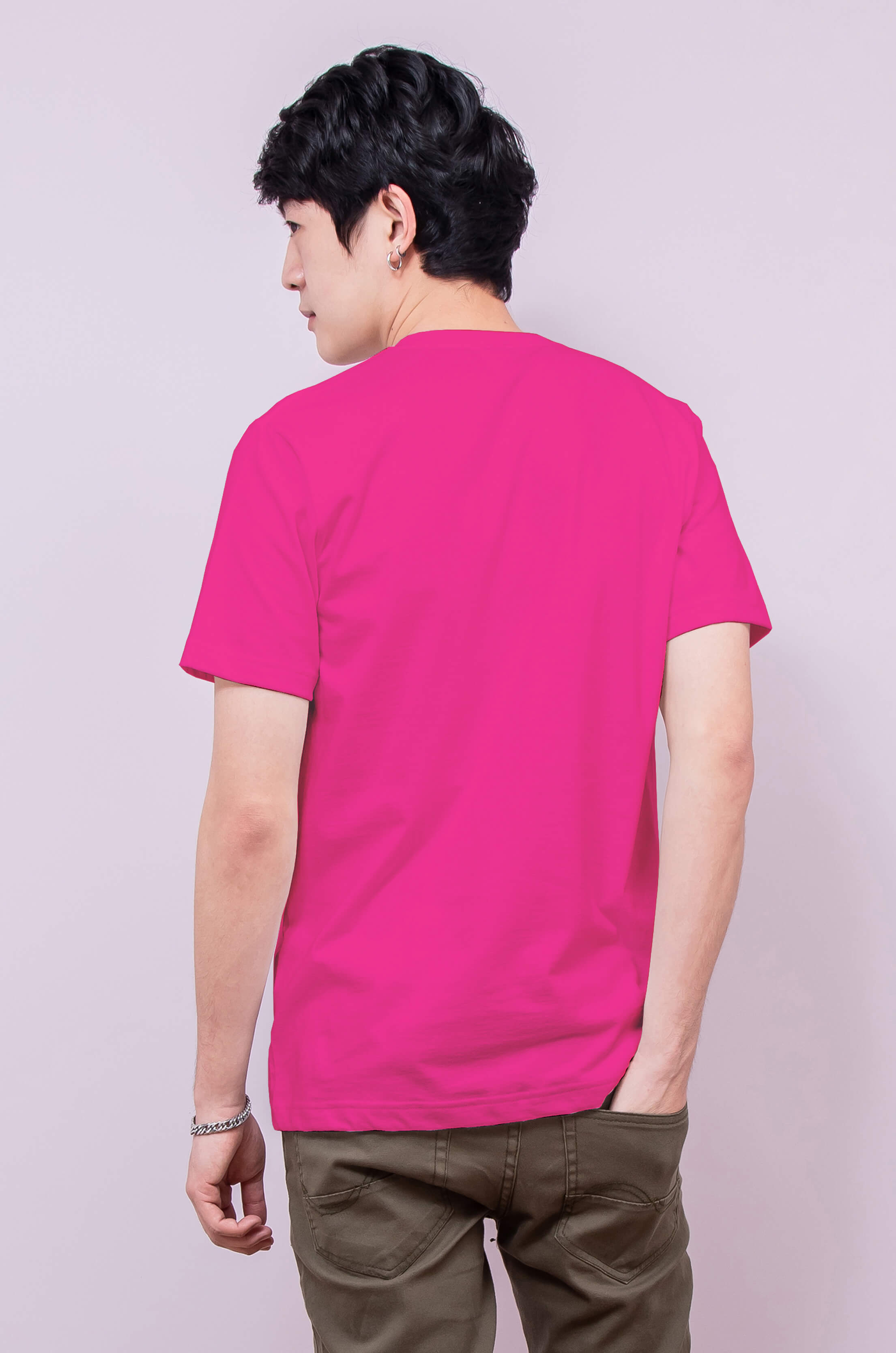 เสื้อยืด OV102 คอวี ผ้าCotton100% 32 เนื้อนุ่ม ใส่สบาย สีบานเย็น