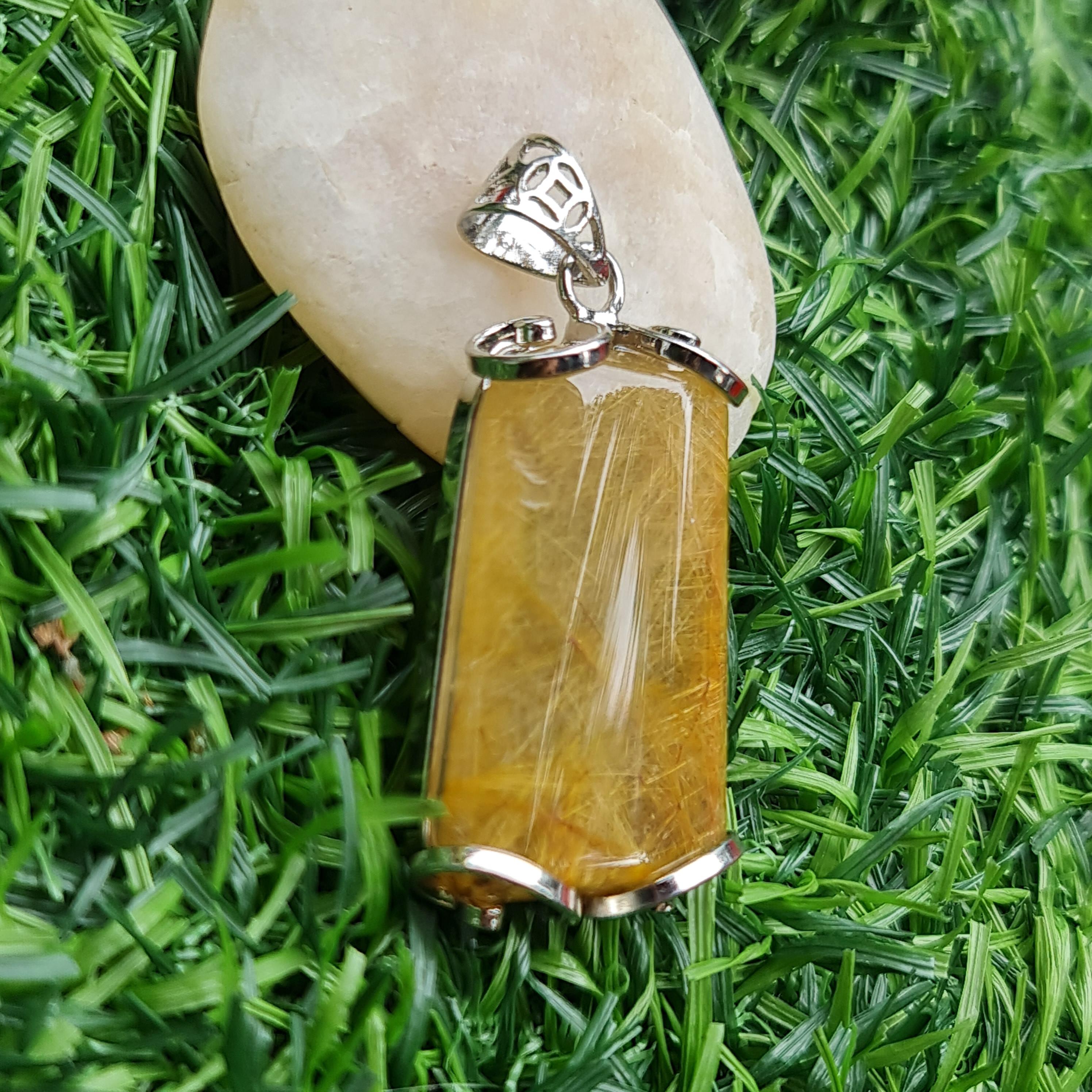 จี้ไหมทอง (Golden Rutilated Quartz) 52.20 กรัม g.พลอยแท้ อัญมณีมงคลประจําวันเกิด เครื่องประดับพลอย