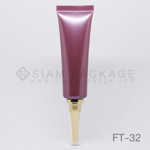 หลอดโฟมสีม่วง ฝาอะคริลิคลังโคม สีทอง หลอดครีม รหัส FT-32