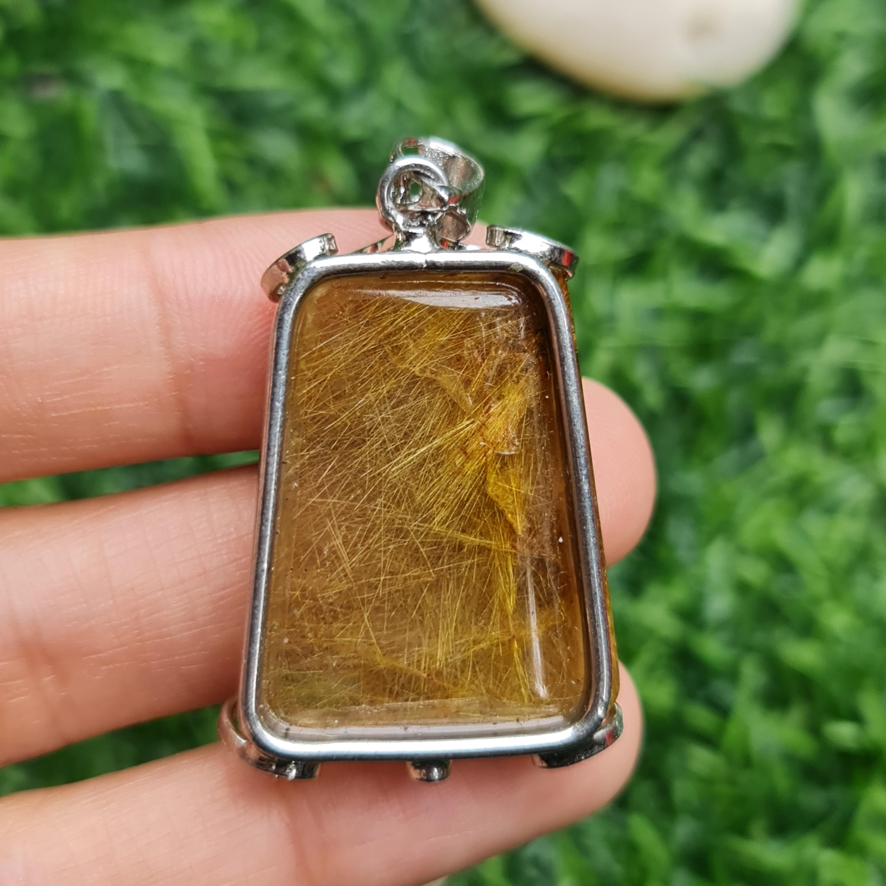 จี้ไหมทอง (Golden Rutilated Quartz) 78.42 กรัม g.พลอยแท้ อัญมณีมงคลประจําวันเกิด เครื่องประดับพลอย
