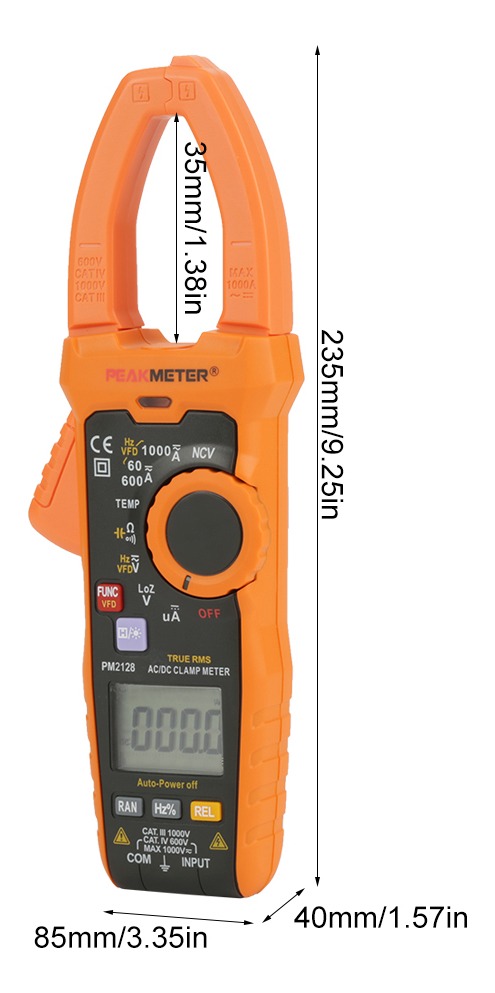 PEAKMETER ดิจิตอลแคลมป์ มัลติมิเตอร์AC/DC 1,000A รุ่น PM2128