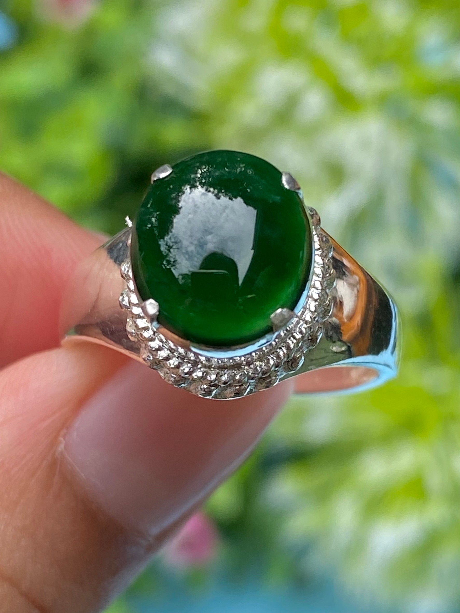 หยก พม่า แท้ Jade แหวนหยก (jadeite Ring) Size 57 ดิบ ไม่ผ่านการปรับปรุง (Type A) พม่า (Myanmar)