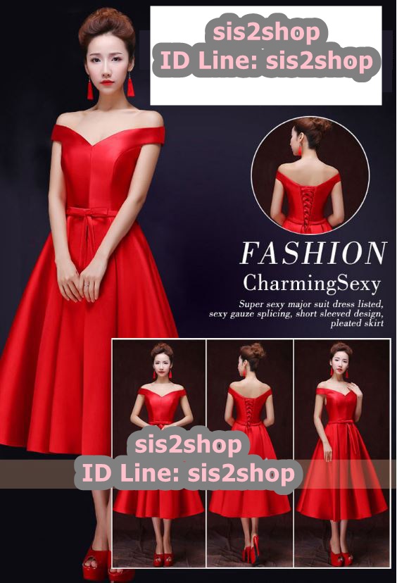 พร้อมส่ง ชุดราตรีสั้น แบบไหล่ปาด อกSweet Heart สไตล์วินเทจผ้าไหมดัชเชส กระโปรงทรงA 5ส่วน แต่งโบว์ ช่วงเอว สีชมพู Nude (เชือกผูกหลัง)