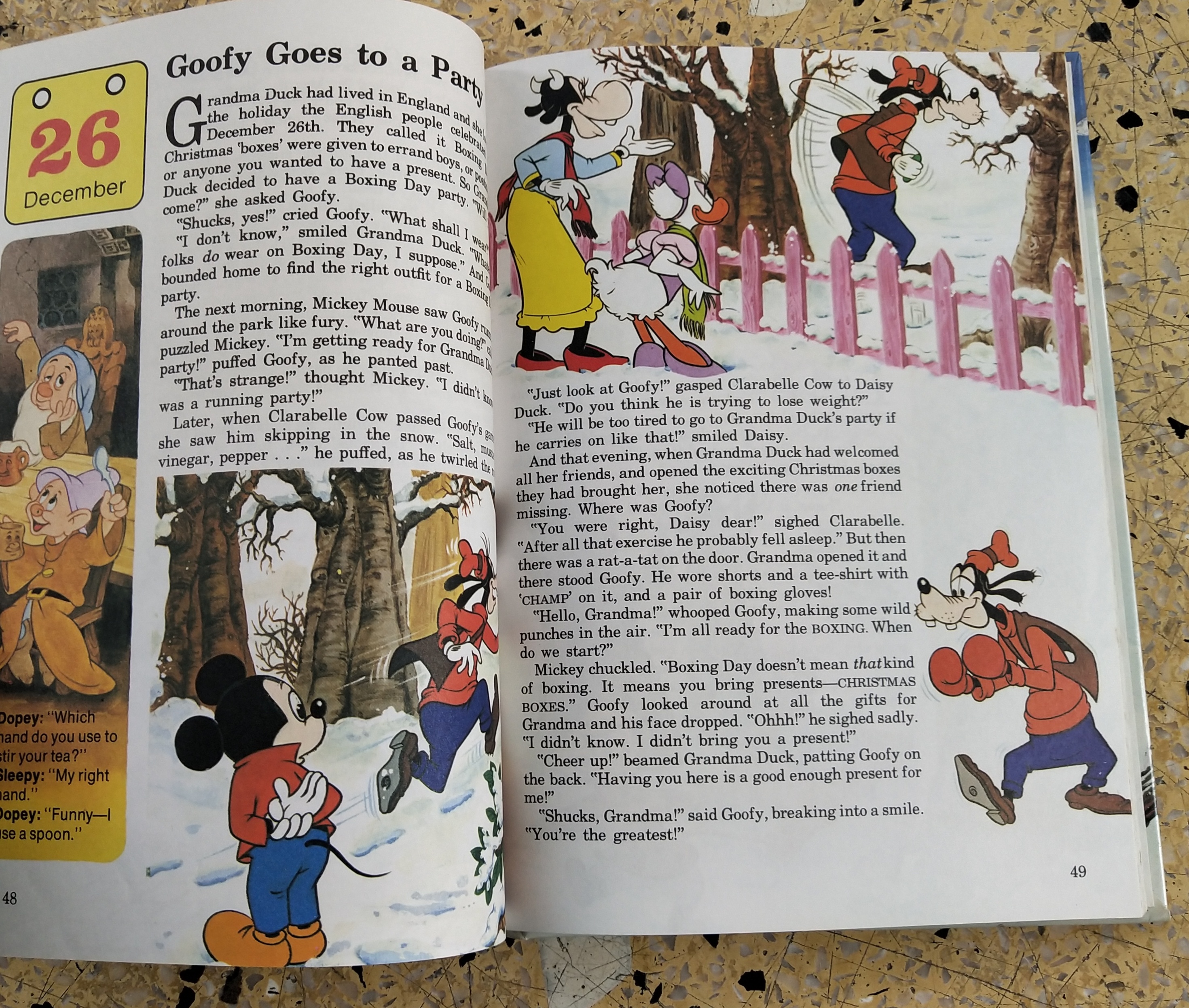 หนังสือภาพการ์ตูนดิสนีย์น่ารัก **หนังสิอเก่า มีตำหนิ โปรดตรวจสอบทุกภาพ ปกแข็ง ฉบับภาษาอังกฤษ เล่าเรื่องราวของทุกวันในฤดูหนาว ผ่านตัวการ์ตูนจากดิสนีย์ Story a Day for every day of the year ,Winter